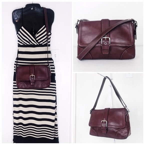 Coach Handbags - Coach Hamptons Distressed Bordeaux Leather Bag